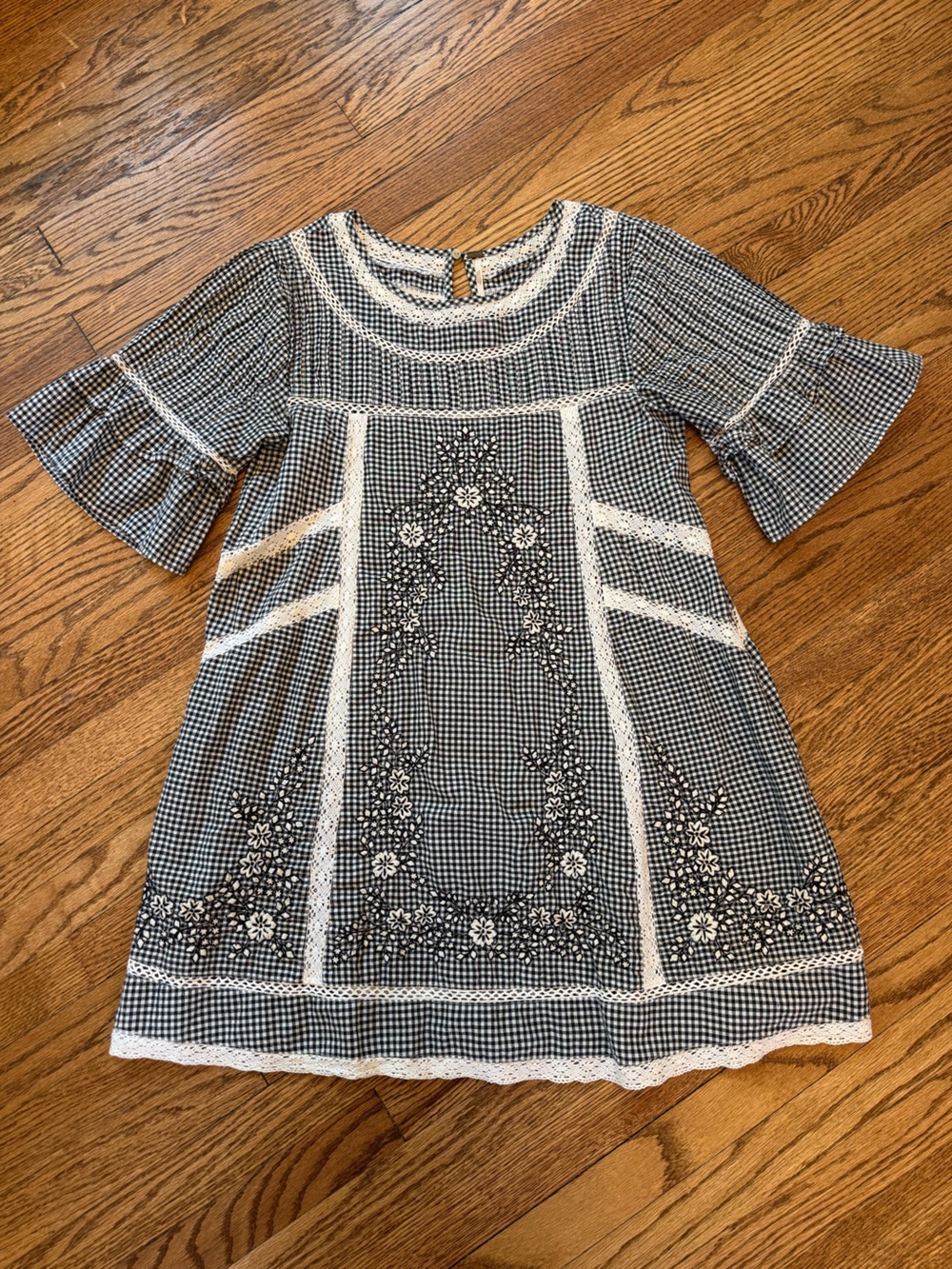 Free People Sunny Days Embroidered Floral Gingham Dress | Women’s Sz XS